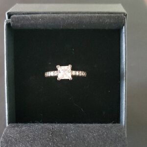 Vintage Sterling Silver Princess Cut CZ Engagement Style Ring